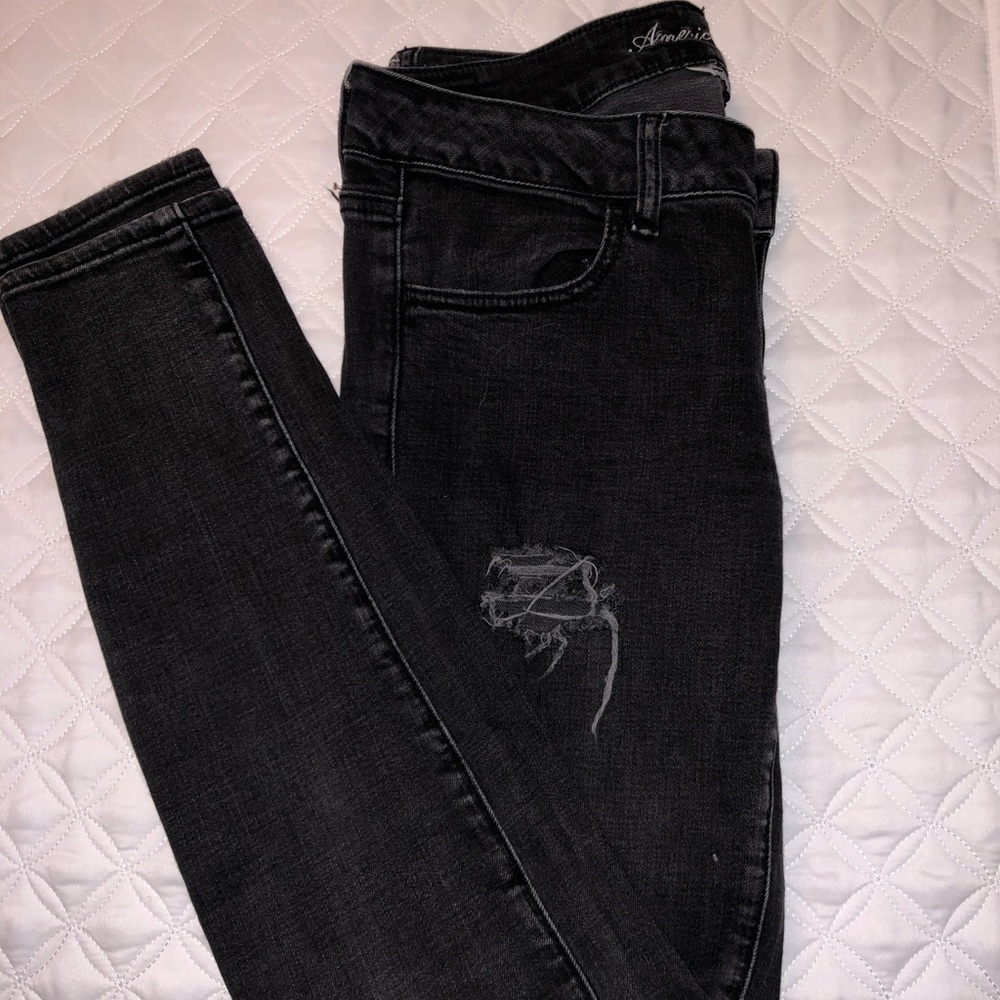 AE Skinny Black Ripped Jeans
